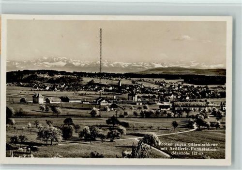 8302 Kloten - Kloten gegen Glärnsichkette mit Artillerie-Funkstation