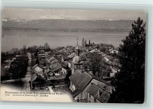 1248 Hermance 1906 - Teilansicht mit Kirche, Verlag Freres Nr. 6009, gute Erhaltung AK.