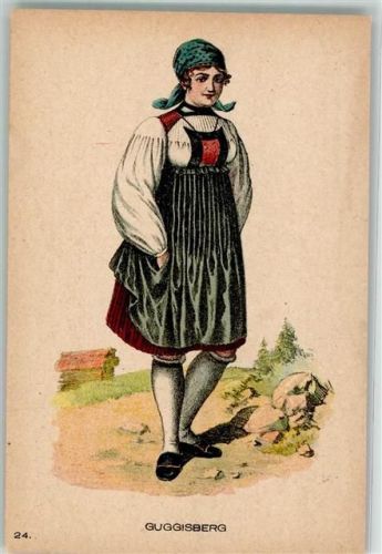 3158 Guggisberg Lithographie Tracht