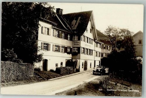 8268 Salenstein 1934 Foto AK Auto Gasthaus Pension Hirschen Ort lt. Stempel