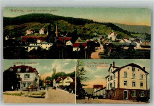 9435 Heerbrugg 1911 Foto AK Fabrik Schifflistickerei Schawalder Gasthaus z, Neuheim