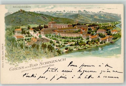 5116 Schinznach Bad Lithographie Schloss Habsburg