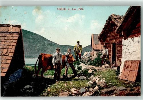 1854 Leysin 1907 - Chalets et Lac d`Ai Rindvieh Ort lt. Stempel