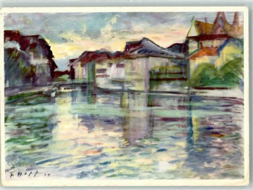 3600 Thun Künstlerkarte sign.F.Hopf Sommerabend