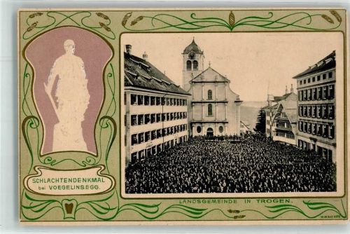 Vögelinsegg Prägedruck Schlachtendenkmal Landsgemeinde Passepartout Chocolat Maestrani