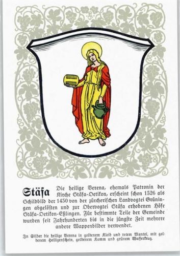 8712 Stäfa Künstlerkarte Serie Züricher Gemeindewappen No. 66 AKU1