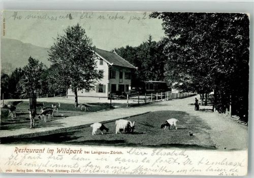 8135 Langnau am Albis 1903 Gebrauchsspuren Ziege Gasthaus im Wildpark
