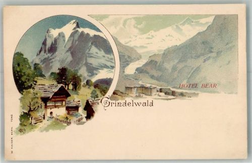 3818 Grindelwald Lithographie Hotel Bear
