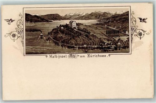 8804 Au ZH 1900 Lithographie Halbinsel Au am Zürichsee