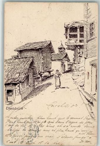 3961 Chandolin 1910 Künstlerkarte Alte Chalets