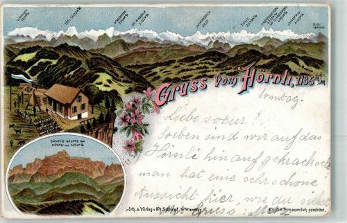 Hörnli 1900 Lithographie Säntis Gruppe