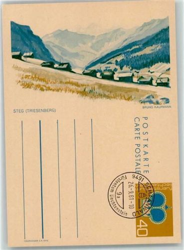 9497 Steg Ganzsache Triesenberg Bruno Kaufmann Künstlerkarte Ganzsache