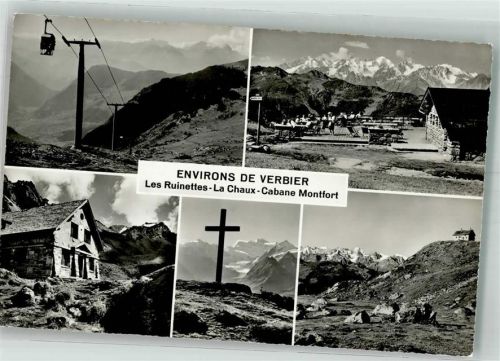 1936 Verbier Foto AK Seilbahn Gipfelkreuz Gasthaus Cabane Montfort