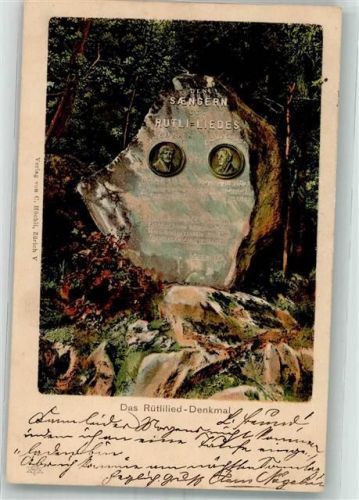 6377 Seelisberg 1907 Foto AK Denkmal Rütlilied