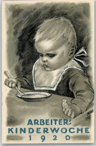 Künstlerkarte Arbeiter Kinderwoche 1920 Sozialdemokratischer Schulverein