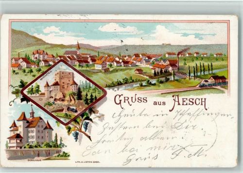 4147 Aesch BL 1899 BOAKC Bahnhof Angenstein Lithographie