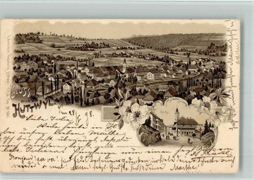 4950 Huttwil 1898 BOAKC Lithographie Kirche