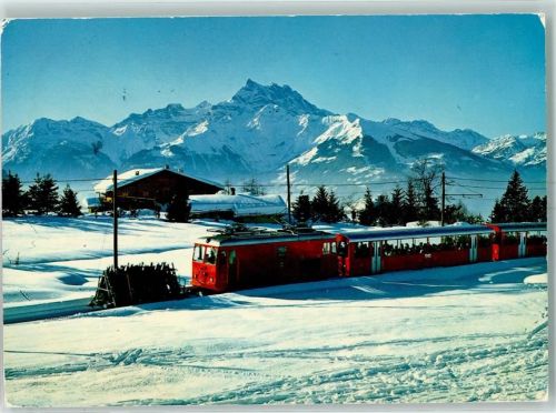 1884 Arveyes - Le train Villars Col de Bretave et vue sur les Dents du Midi