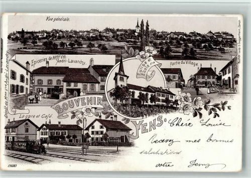 1169 Yens 1904 BOAKC Bahnhof Epiceries Andri Lavanchy Lithographie