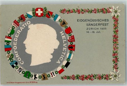 8000 Zürich Prägedruck Wappen Helvetia Artist Atelier Guggheim 12598 AK