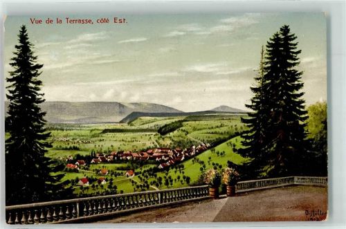 4133 Pratteln Künstlerkarte Institut Chateau de Mayenfels Vue de la Terrasse Cote Est sign. D. Müller