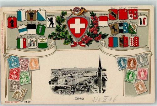 8000 Zürich Prägedruck Wappen Briefmarken
