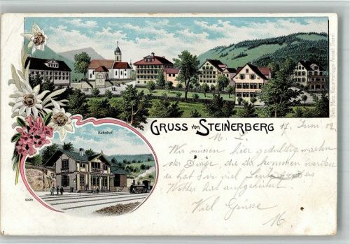 6416 Steinerberg 1902 BOAKC Bahnhof Eisenbahn Kirche