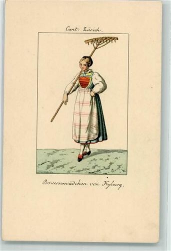 8000 Zürich Gebrauchsspuren Bauernmädchen von Kyburg Verlag Fingerle Nr.885T