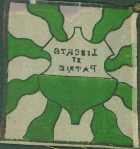 KEINE AK kleine Fahne ca. 5,0 x 5,0 cm echte bedruckte Seide LIBERTÉ ET PATRIE