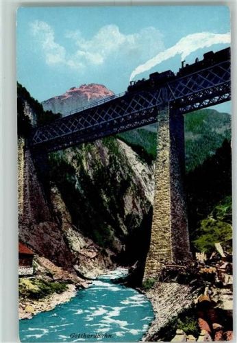 6474 Amsteg - Gotthardbahn Viaduct bei Amsteg Blick auf die Windgälle