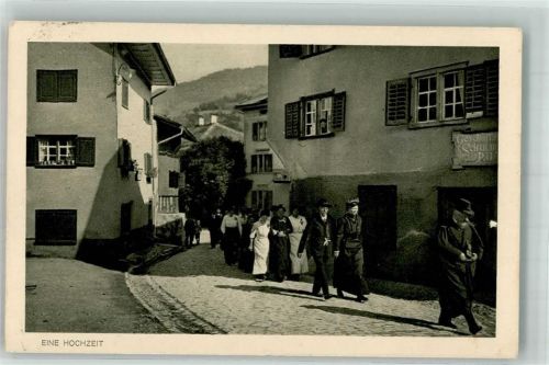 7220 Schiers 1931 Folienkarte / Lackkarte Hochzeit Tracht