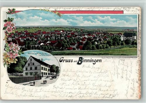 4102 Binningen 1901 BOAKC Gasthaus Wilden Mann Lithographie