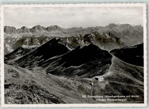 8898 Tannenboden Flumserberg 1955 - Maschgenkamm mit Alvier und den Bündnerbergen