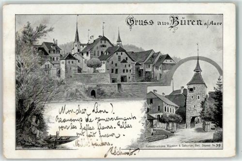 3294 Büren an der Aare 1900 Künstlerkarte sign.