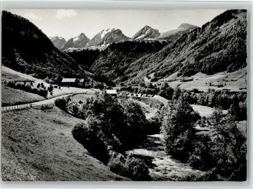 9655 Stein SG - Ferienland Obertoggenburg Die Thur bei Stein mit Churfirsten