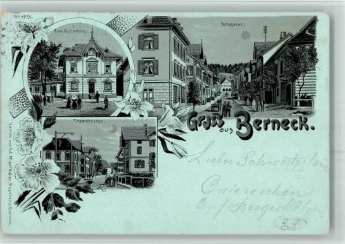 9442 Berneck 1901 BOAKC Buchdruckerei Gutenberg Tramstrasse Lithographie