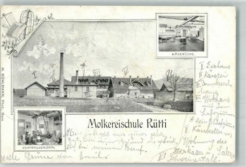 3052 Rütti Zollikofen 1909 Foto AK Molkereieschule Käseküche Centrifugenlokal Rütti