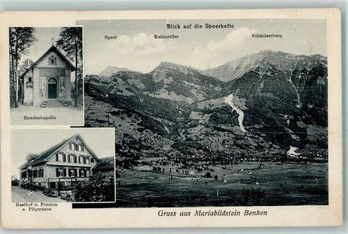 8717 Benken SG - Mariabildstein Gnadenkapelle Gasthof Pension Zum Pilgerhaus Blick auf Speerkette