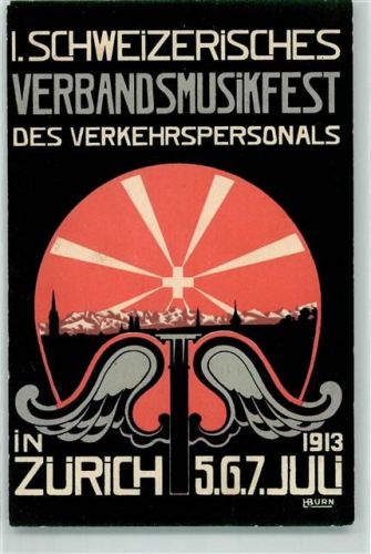 8000 Zürich 1913 - 1 Schweiz Verbandsmusikfest des Verkehrspersonals