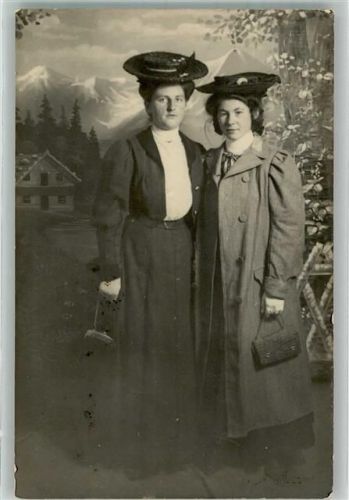 9403 Goldach Foto AK Frau Mode Hut Ort lt. Stempel