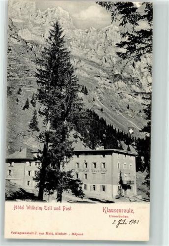 8751 Urnerboden 1903 - Hotel Wilhelm Tell Postamt
