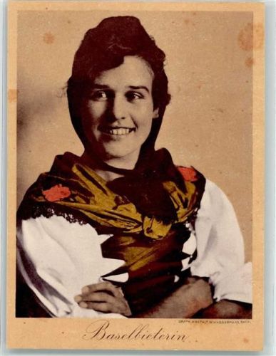 4000 Basel Bâle Werbe AK Frau Werbung Weinhandlung Buess