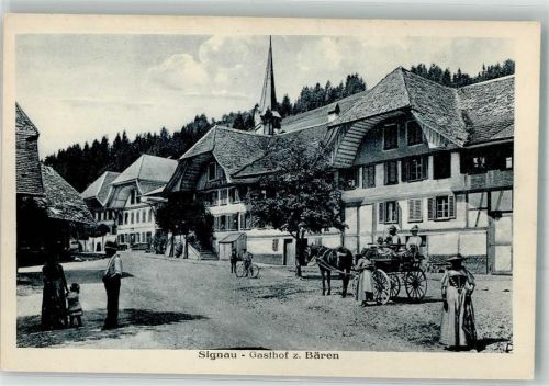 3534 Signau Foto AK Gasthaus zum Bären Kutsche