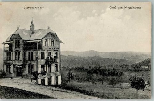 9122 Mogelsberg 1910 Foto AK Gasthaus Alpina Bahnpost Zug 2763