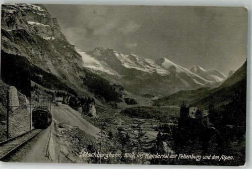 3713 Reichenbach im Kandertal Foto AK Eisenbahn Lötschbergbahn Felsenburg