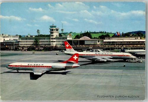 8302 Kloten Foto AK Flughafen Flugzeuge Swissair