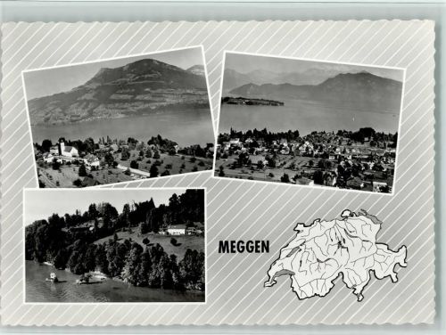 6045 Meggen - 3-Bildkarte Mit dem flugzeug über ...