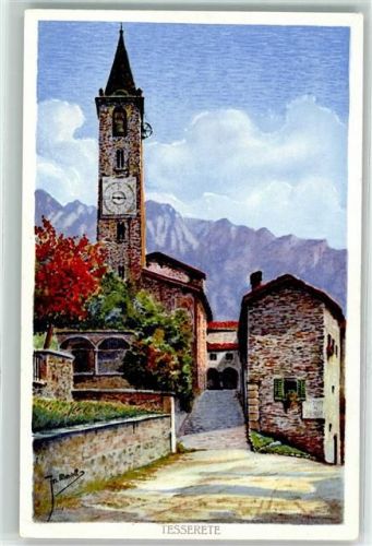 6950 Tesserete Künstlerkarte Kirche sign.