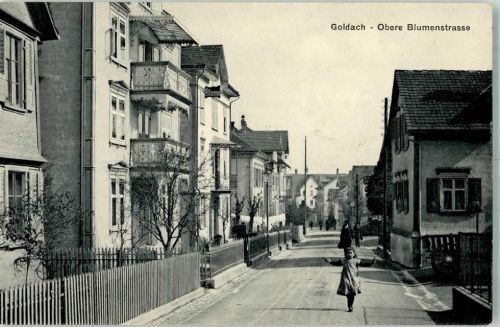 9403 Goldach 1915 Foto AK Bahnpost Zug 3514 Obere Blumenstrasse
