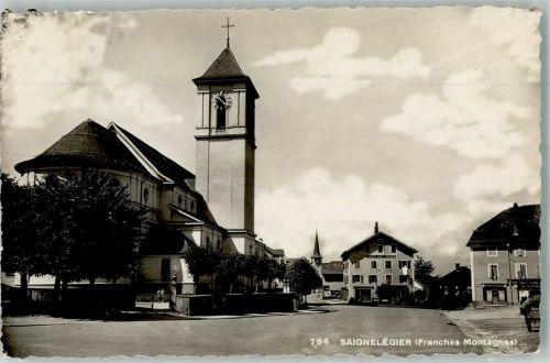 2350 Saignelégier 1946 Foto AK Kirche